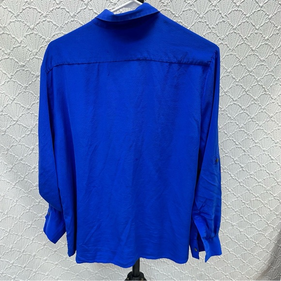 Tommy Bahama Women’s 100% Silk Button Down Roll Tab Sleeve Blouse Top Size Large - Picture 6 of 8